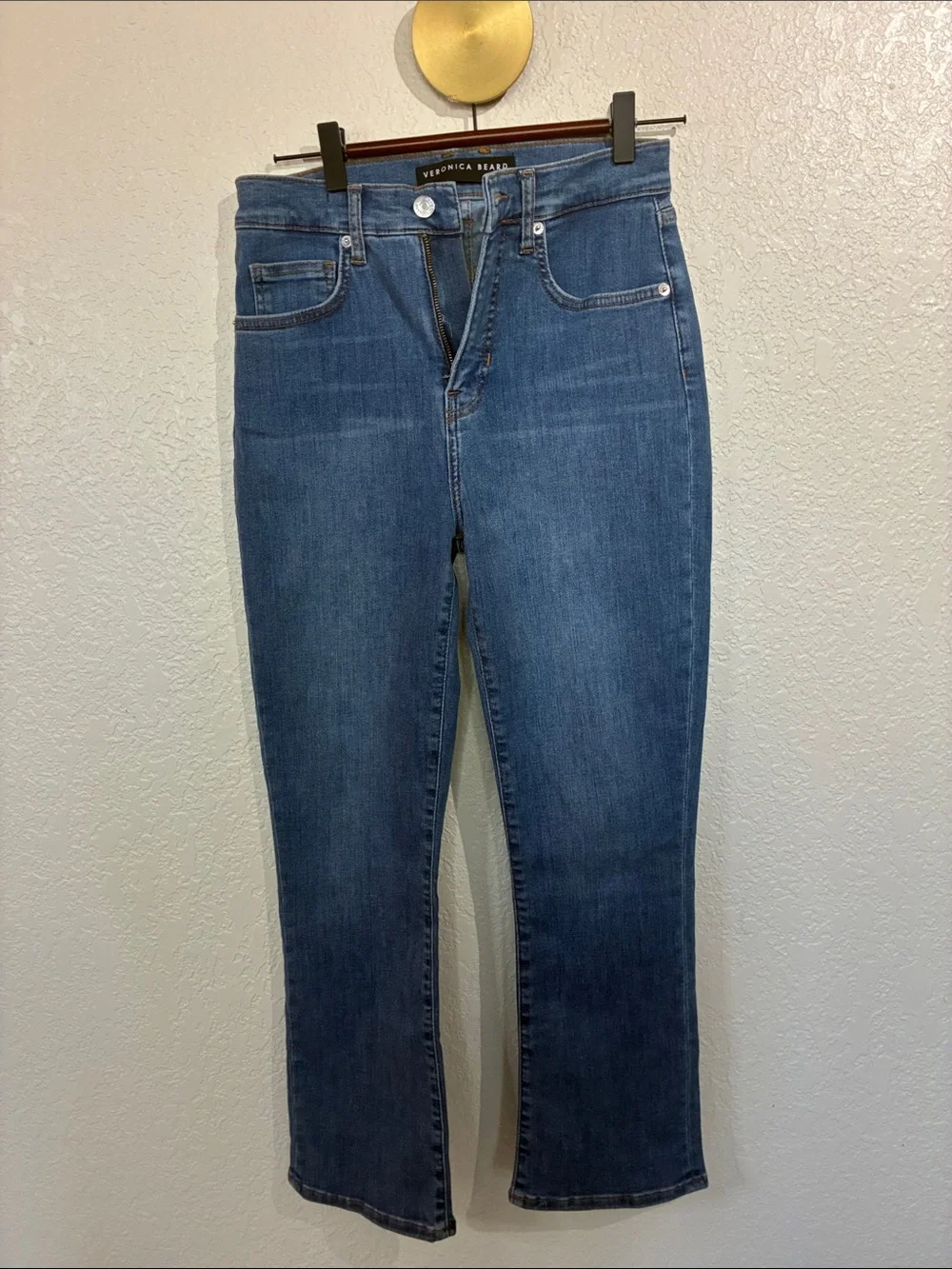 Veronica Beard Sierra High Rise Cropped Flare Jeans Blue Wash 27 J232022820276SR